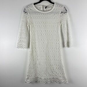 Divided H&M Crochet Lace Mini Dress White Graduation Wedding Bridal Size XS